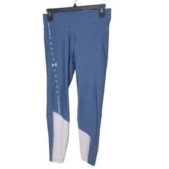 Under Armour Women's HeatGear Cropped Compression Leggings Blue White Med NWOT - Picture 6 of 6